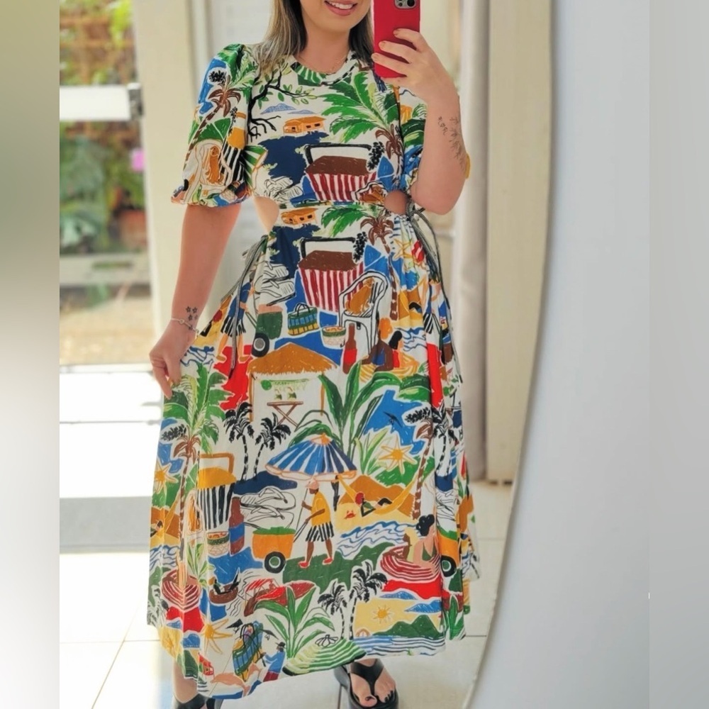 FARM Rio Multicolor Long Dress Size M - Picture 3 of 10